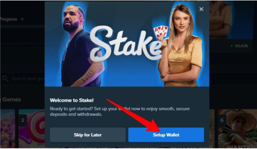 stakes Click on ‘Setup Wallet’