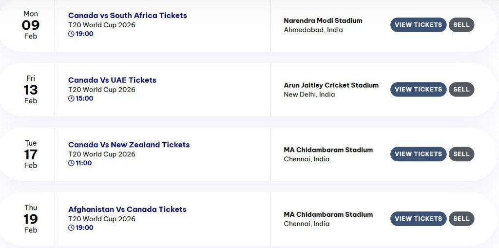 Canada vs Afghanistan T20 WC 2026 Canada vs Afghanistan T20 WC 2026