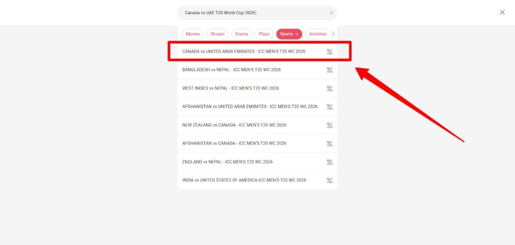 Search for Canada vs UAE T20 Search for Canada vs UAE T20